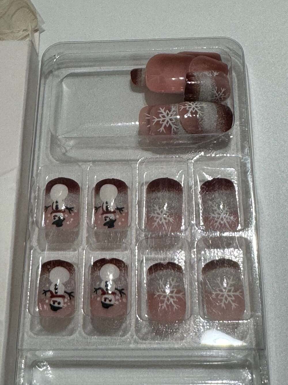Christmas Press On Nails Snowman Snowflake Design